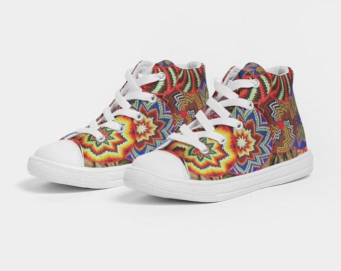 Kids Hightop Canvas Shoe Ethiopian Mesob