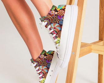 Women's Hightop Canvas Shoe Ethiopian Mesob