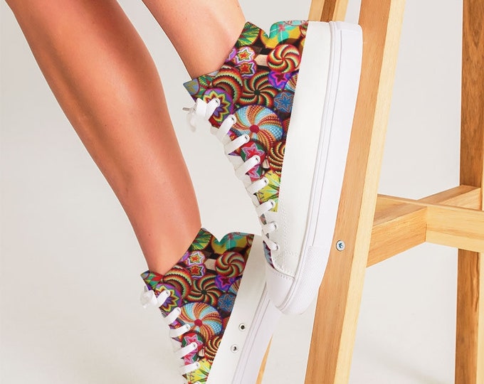 Women's Hightop Canvas Shoe Ethiopian Mesob