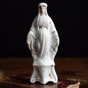 French Antique Porcelain Madonna, Blessed Virgin Mary statue