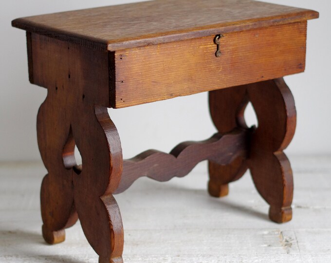Antique Wooden Milking Chest Stool, Primitive French Farm Stool ...