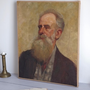 Antique oil on canvas, Male Portrait, Bearded Man
