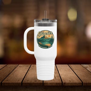 Glacier National Park Tumbler,40oz Stainless Steel Insulated Travel Mug,Hiking Gift for Nature Lovers,Outdoor Adventure Water Cup with Straw