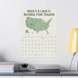 Póster de seguimiento de parques nacionales, arte mural de aventuras, regalo para amantes de la naturaleza, decoración de senderismo, regalo para entusiastas de las actividades al aire libre, diario de viaje