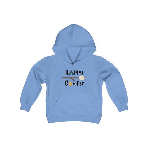 Happy Camper Youth Hoodie, Camping Sweatshirt, Outdoor Adventure Hoodie, Kids Camping Apparel