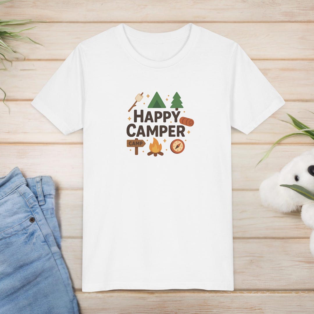 Happy Camper Youth T-Shirt – RV Camping Travel Graphic Tee For Kids, 100% Cotton, Sizes S-XL - View #6