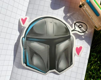 Mandalorian, Din Djarin Sticker, Matte Waterproof 3in