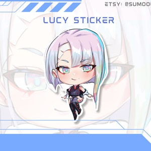 Lucy, Cyberpunk Edgerunners, Sticker, 2in, Cute, Anime, Kawaii, Chibi