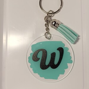 Initial Keychain with Brush Strokes