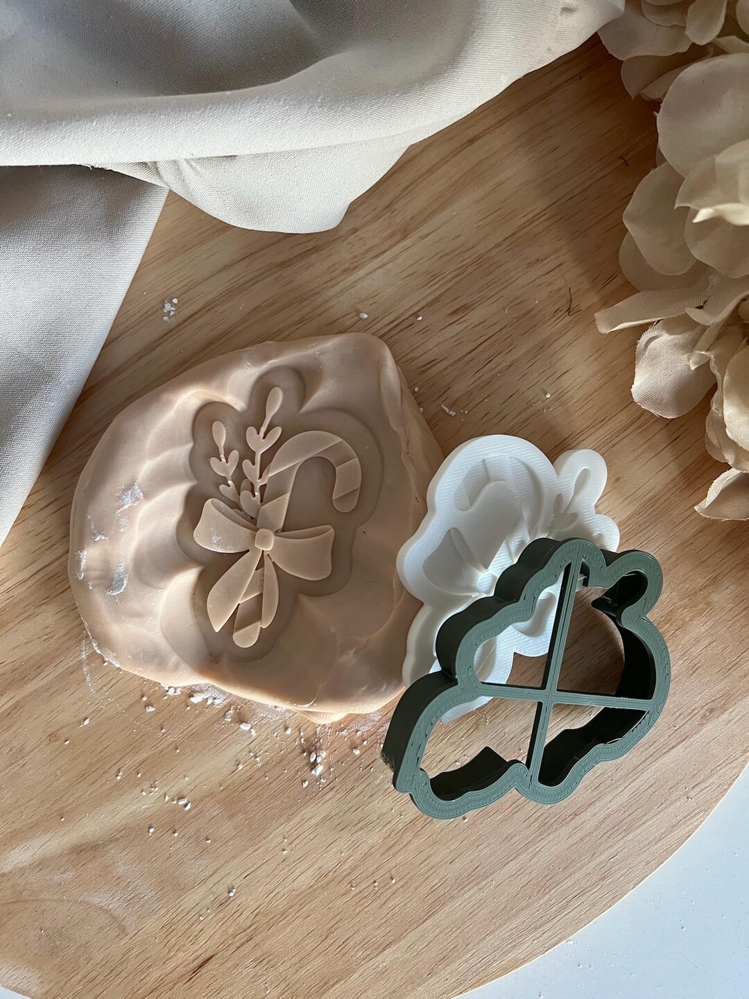 Christmas Candy Cane Cookie Cutter & Embosser Set: 3D Printed - Etsy