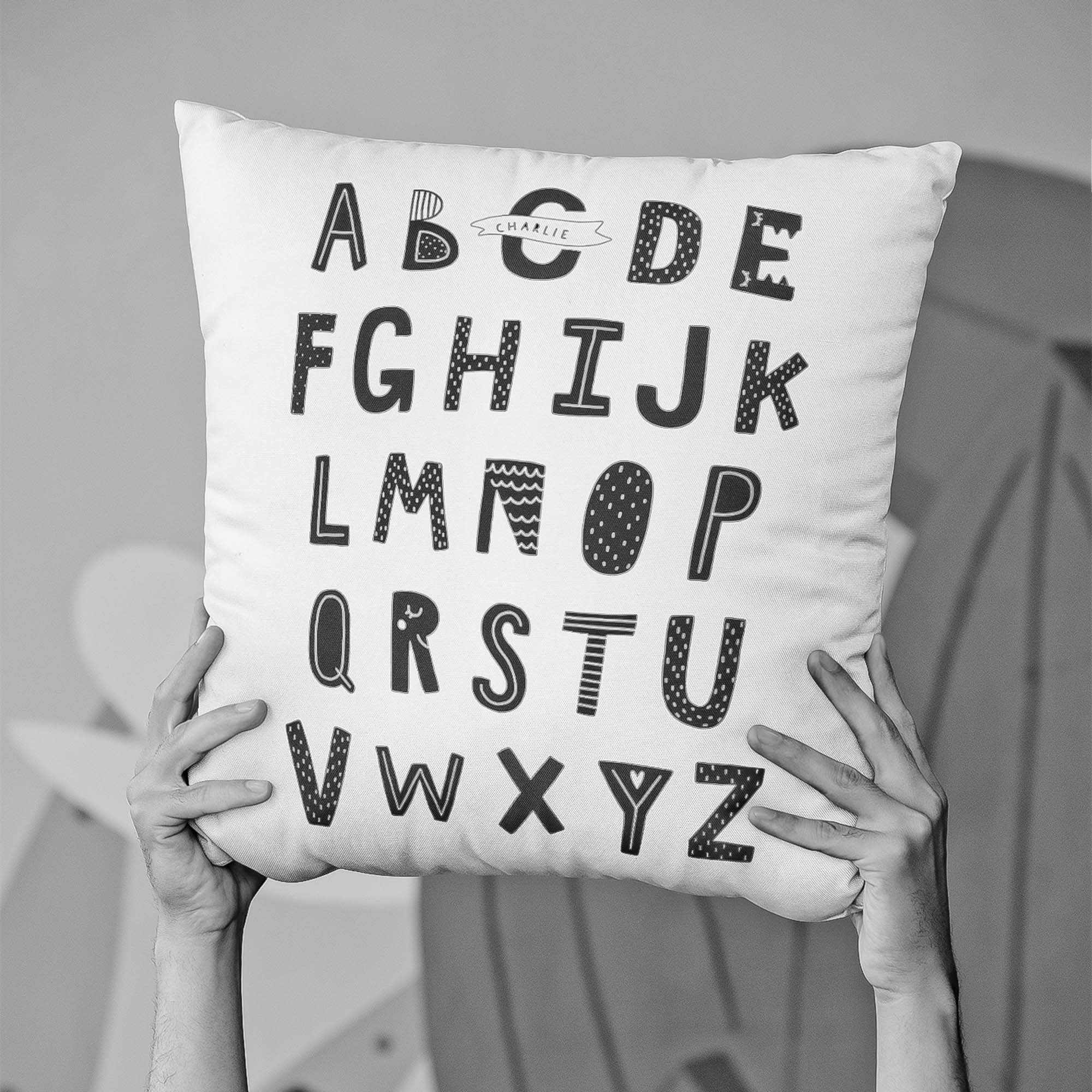 Black and White Alphabet Throw Pillow ABC pillow cover Etsy