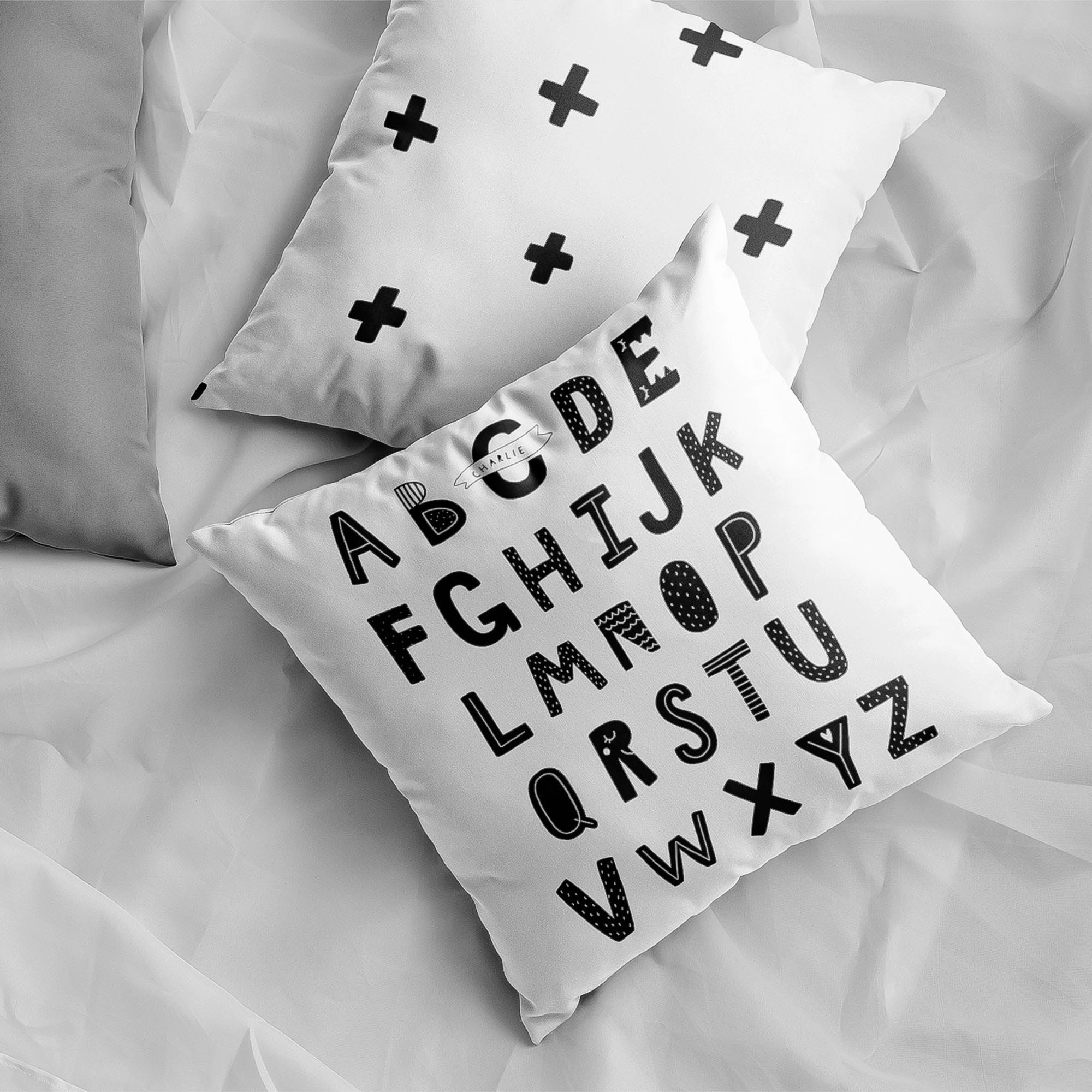 Black and White Alphabet Throw Pillow ABC pillow cover Etsy