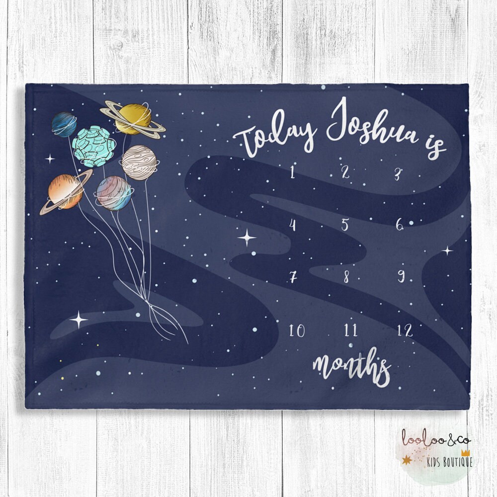Personalized Baby Blanket Boy Space Milestone blanket Custom Etsy
