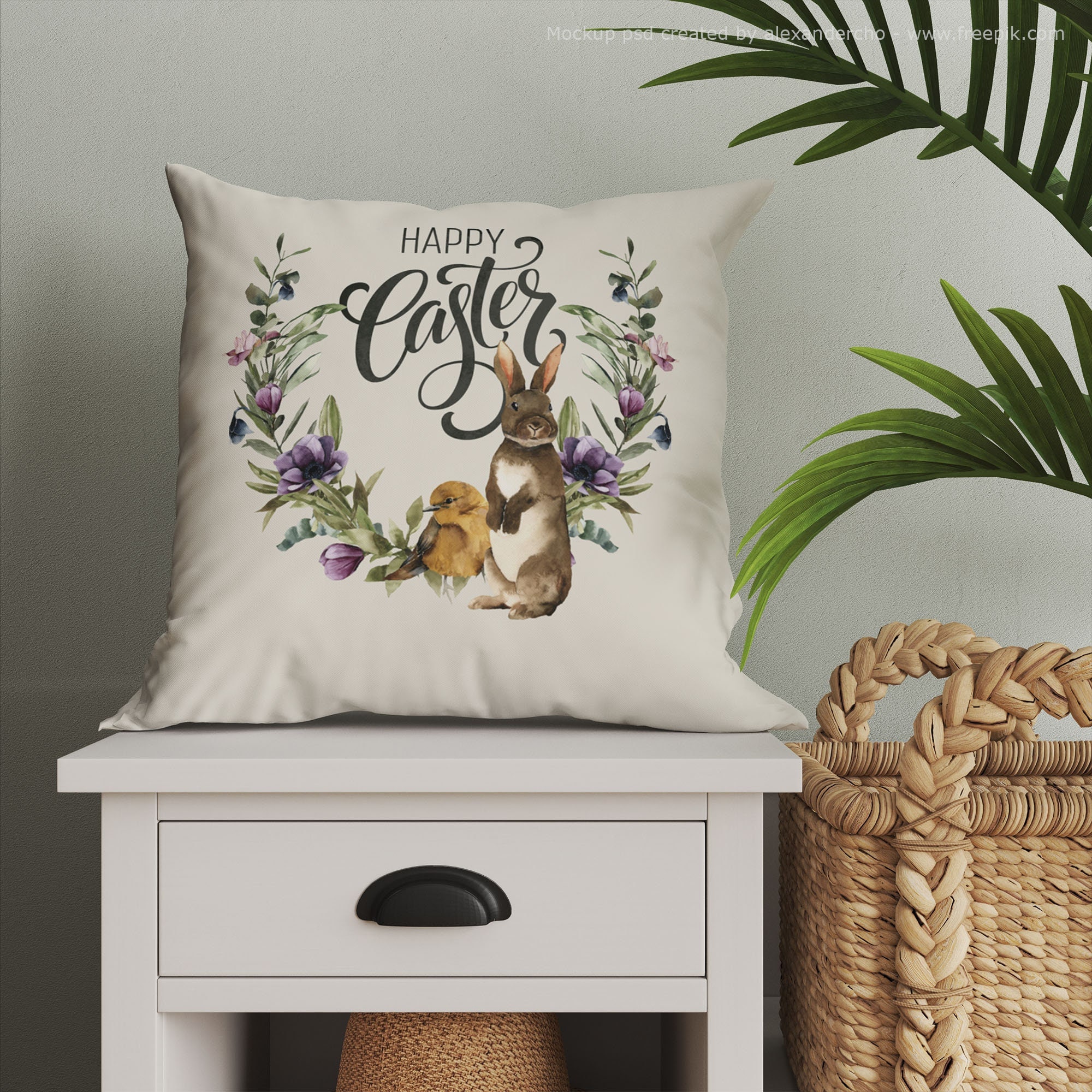 Bunny decorative pillow cover