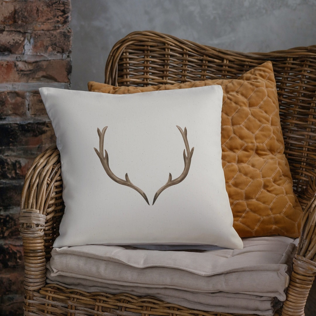 Deer Antlers Pillow Cover Rustic Country Christmas Home Etsy