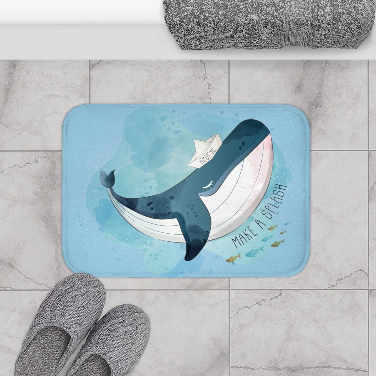 Whale Bath Mat Orca Whale Personalized Kids Bath mat Cute Etsy