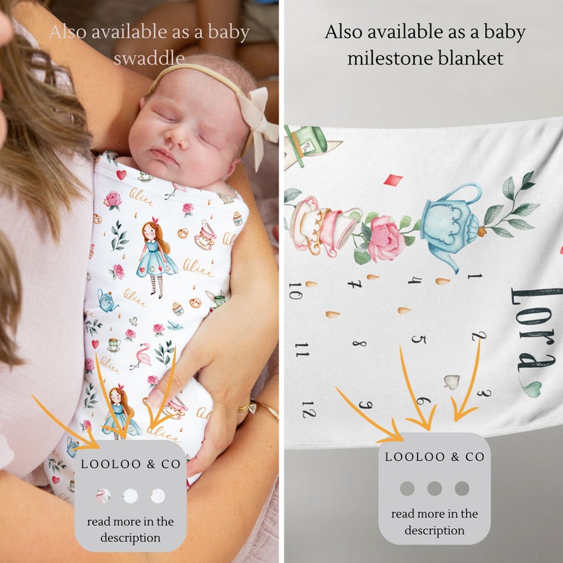 Alice in Wonderland Custom Baby Blanket Alice Baby Name Etsy