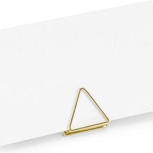 10 Gold Table Place Card Holders, Triangles, Gold Theme, Wedding Guests, Gold Party Decorations