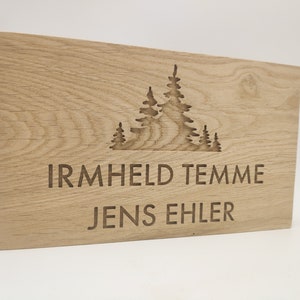 Insegna della porta d'ingresso| Insegna in legno| Targhetta con il nome| Cartello d'ingresso| Segno della porta| Segno di famiglia| personalizzato| Benvenuto| Segno del campanello| Quercia
