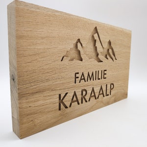 Deurbordje gepersonaliseerde voordeur met bergen Houten bord met naam Familie Welkom Entree deurbelbord Naambord brievenbus afbeelding 2