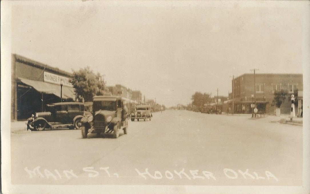 Hooker Oklahoma Real Photo Postcard Depicting Main Street With Old Cars Unused Etsy UK