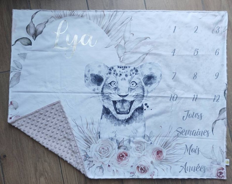 Couverture Tapis étapes pour évolution de bébé personnalisable Lionceau Bohème