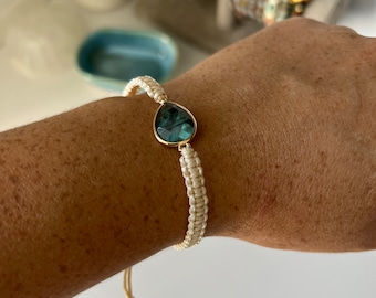 Labradorite macrame bracelet