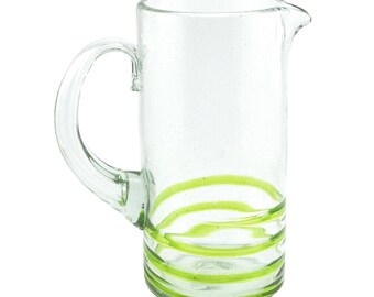 Glass jug SERPENTINAS lemon green cilindro normal 1200ml