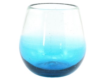 Drinking glass COLOR DOWN turquoise lowball oval 400ml