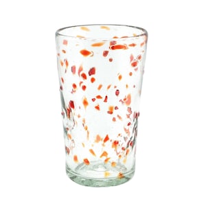 Drinking glass DOTS red highball conical 400ml Mexican drinking glass Mexico handmade mouth blown Mexican drinking glasses