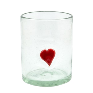Drinking glass ICON HEART lowball classic 330ml Mexico handmade mouthblown