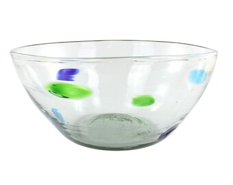 Glass bowl SPLASH POINTS turquoise green cobalt large