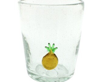 ICON Pineapple Lowball Conical Drinking Glass, 250ml, Mexican Drinking Glass, Handmade, Mouth-Blown, Mexican Drinking Glasses