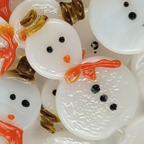 Icon Snowman bruine hoed / mono de nieve - Dekostein scatter decoratie mondgeblazen, handgemaakt