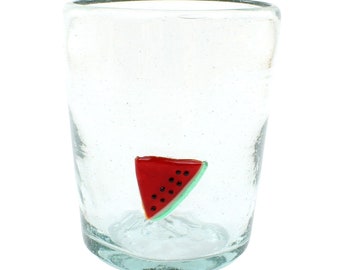 ICON Watermelon Lowball Conical Drinking Glass 250ml Mexican Drinking Glass Mexico Handmade Mouth-Blown Mexican Drinking Glasses
