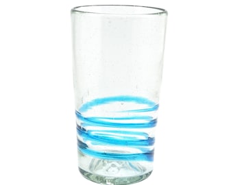 Serpentinas turquoise highball conical drinking glass, 400ml