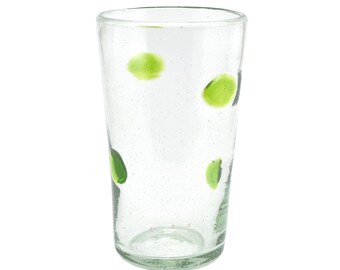 Drinking glass SPLASH lemon green highball conical 400ml Mexican drinking glass Mexico handmade mouth blown Mexican drinking glasses