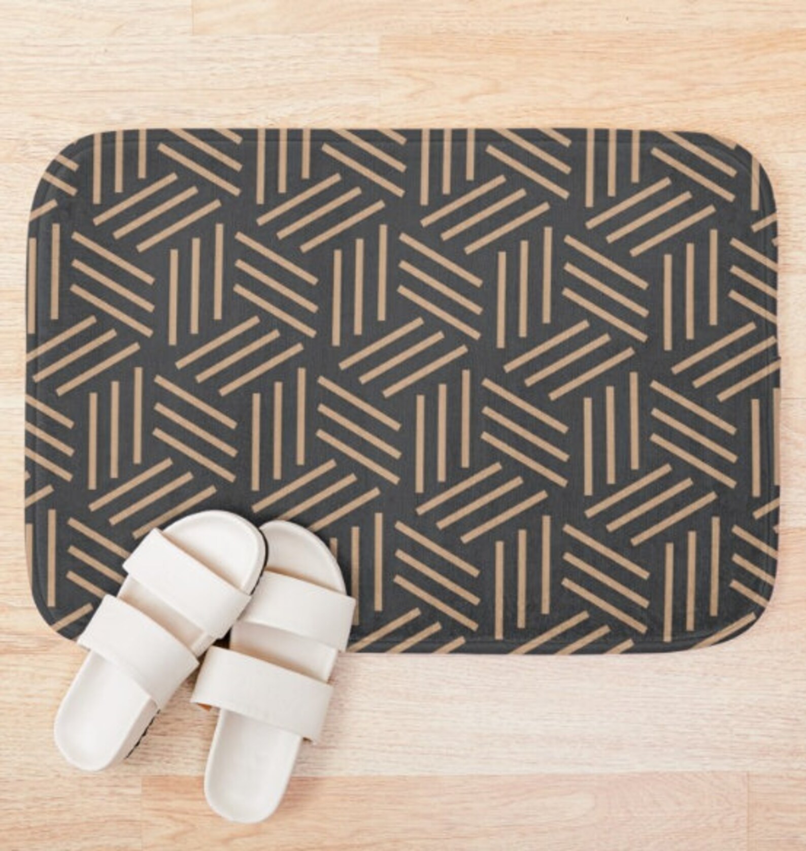 Black bath mat Geometric black brown bath rug Bathroom Etsy