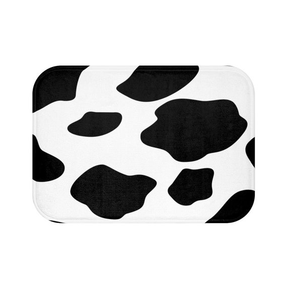 Cow print Bath rug Black & White Bath Mat Minimalist Etsy