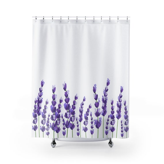 Lavender Flowers Shower Curtain Minimalist Bathroom Decor Etsy