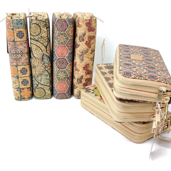 Women's Long double zip Purse / Wallets | Natural Cork | Eco and Vegan friendly accessories | Wallet | Lightweight | Women accessories