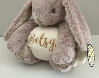 Embroidered Rabbit & Blanket Set – Personalised Baby Gift
