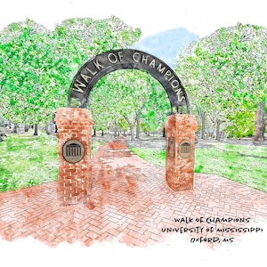 Walk of Champions at Ole Miss Art Print | Graduation Gift | Campus Wall Decor | Ole Miss Rebel | Ornament | Alumni Keepsake | UMiss Wall Art
