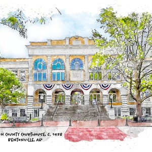 Benton County Courthouse - Bentonville, Arkansas - Art Prints & Ornaments