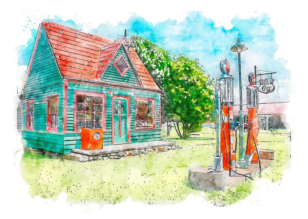 Phillips 66 Station, Carthage, Missouri/red Oak Ii/retro Gas Stations