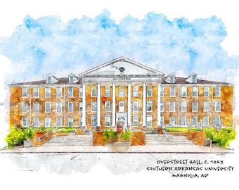 Overstreet Hall, Southern Arkansas University, Magnolia, Arkansas , Arkansas Photography, Arkansas Art, Arkansas Gift