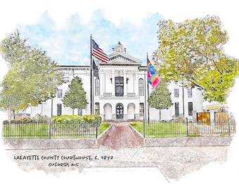 Lafayette County Courthouse - Oxford, Mississippi Art Prints & Ornaments