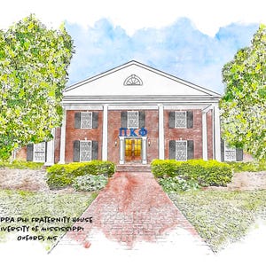 Pi Kappa Phi Fraternity House at Ole Miss Art Print or Ornament | Alpha Lambda Chapter