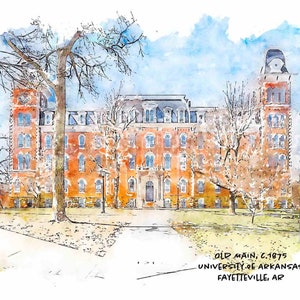 Old Main at UARK Art Print | Graduation or Alumni Gift | University of Arkansas Campus Wall Decor | Woo Pig Sooie | Razorback Art | Ornament