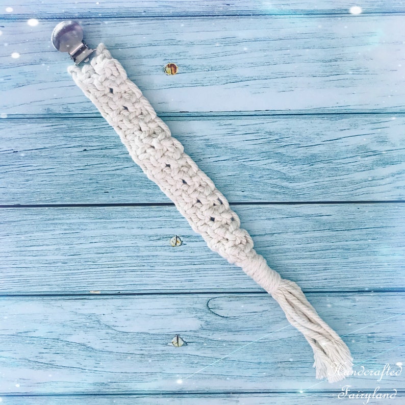 Boho Dummy Chain Cotton Pacifier Holder Natural Baby Soother Clip Macrame Dummy Clips